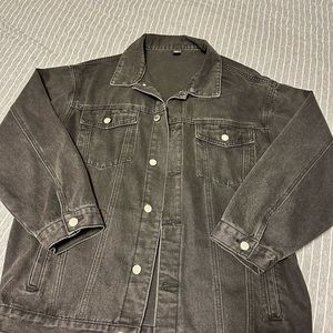 Oversized black denim jacket